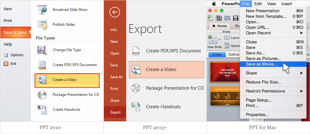play middle of video in powerpoint 2016 for mac